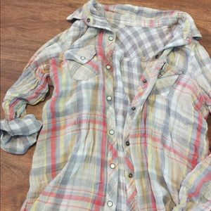 Reversible button up light flannel.